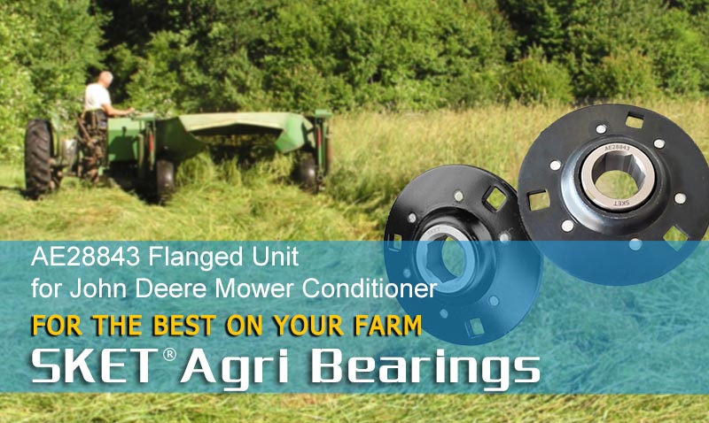 AE28843 Quality Agri Bearing with Flanged Housing 1" Hex Bore for John Deere Baler Mower