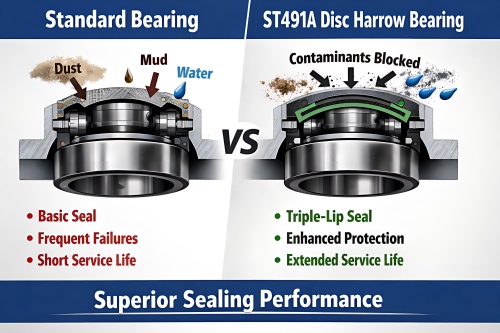 comparison between standard bearing and ST491A disc harrow bearing sealing performance