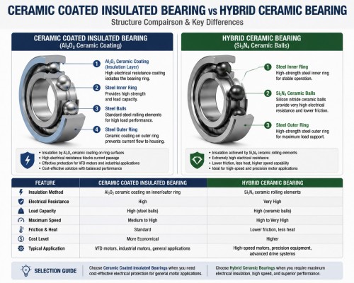 Ceramic coated insulated bearing vs hybrid ceramic bearing structure comparison