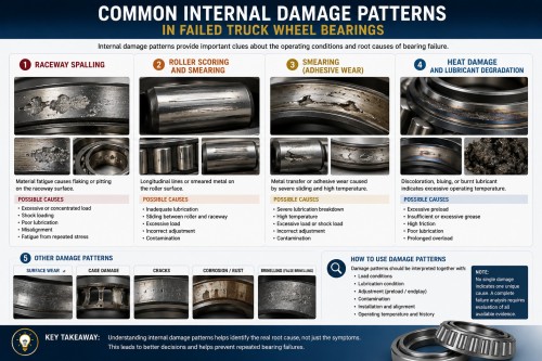Common internal damage patterns in failed truck wheel bearings