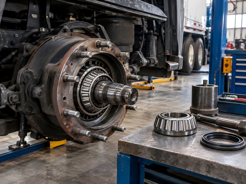 truck wheel bearing installation at a heavy-duty wheel end truck wheel bearing installation at a heavy-duty wheel end