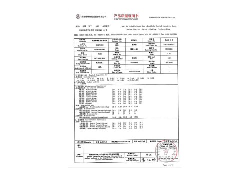 Material Quality Certificate for Invoice